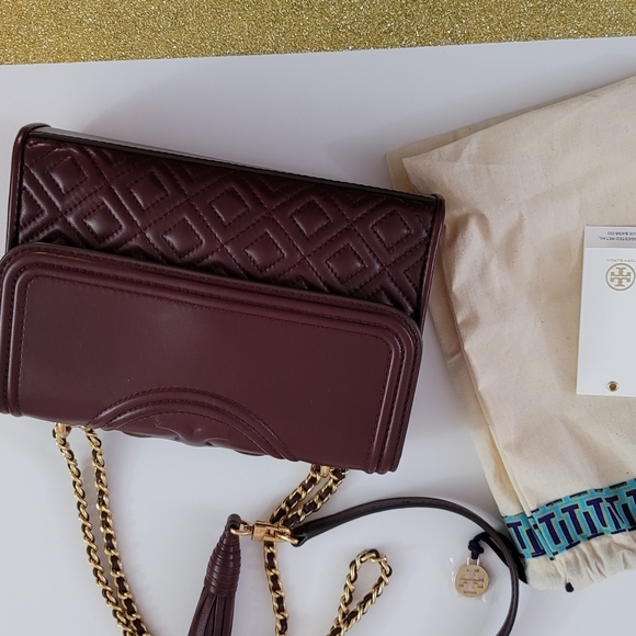 Tory Burch Fleming Small Convertible Shoulder Bag, Color Claret - Picture 8 of 8